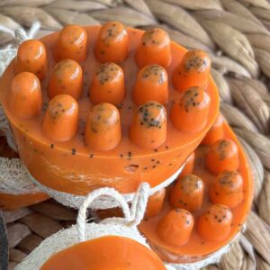 Jabon exfoliante de naranja con luffa